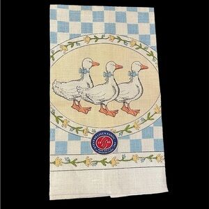 vintage stevens hand towel white duck linen boho retro tea towel kitchen cottage